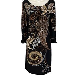 Connected Apparel Elegant Swirl Long Sleeve Dress